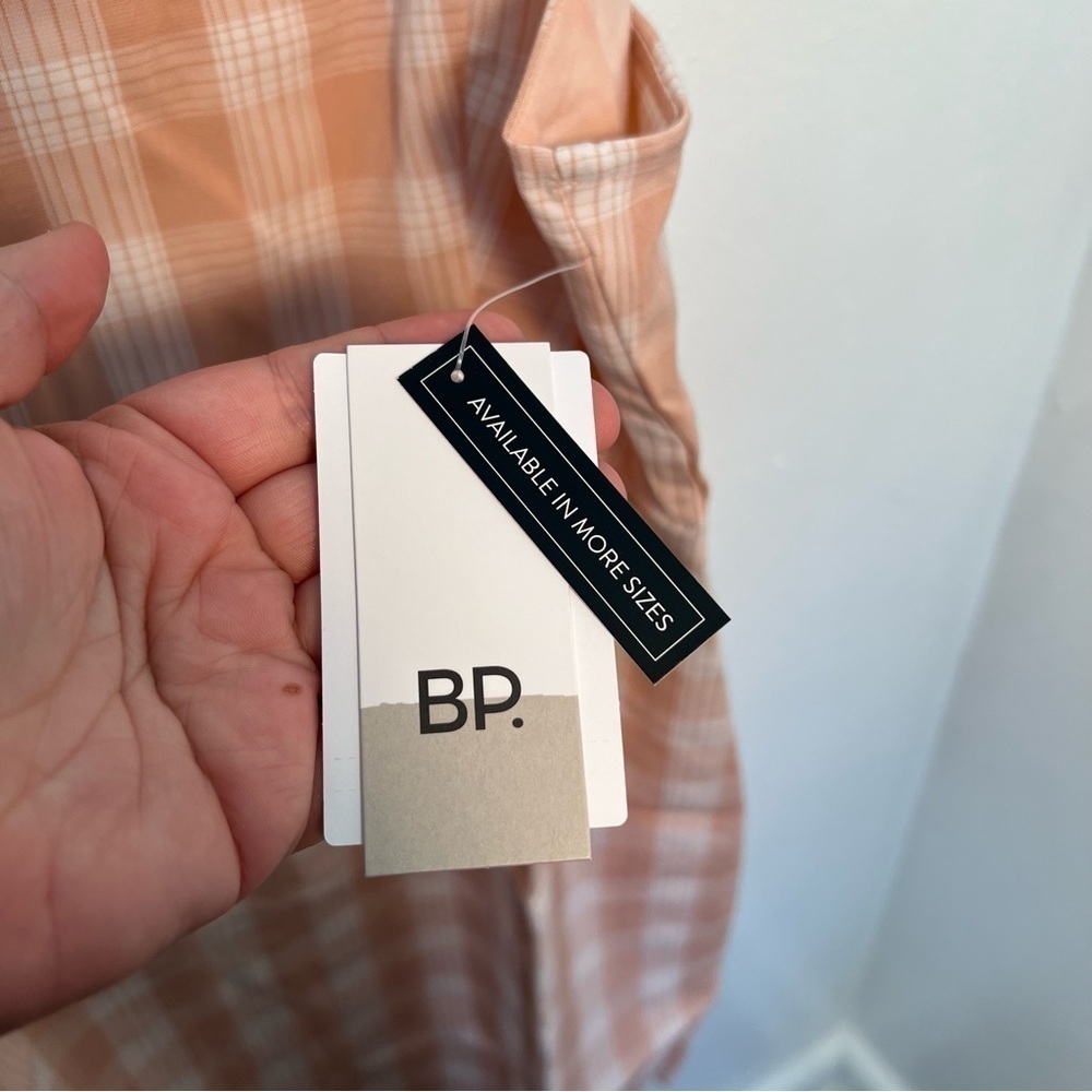 BP Women's Size Large Square Neck Sundress Coral White Gingham Plaid Stretch Y2K - Picture 12 of 14